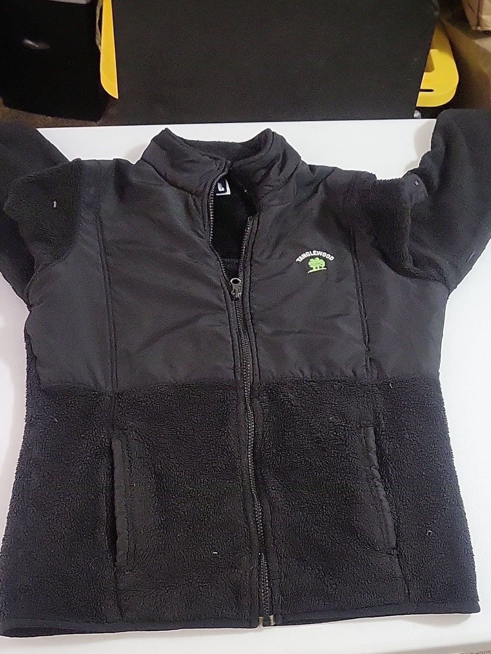 Tinglewood Black Zip-Up Fleece Jacket with Green Logo